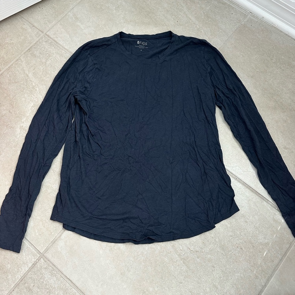 Figs Black Long Sleeve Tee Classic Fit